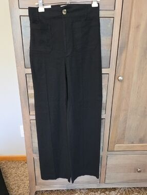 Maeve Black High-Rise Wide-Leg Pants